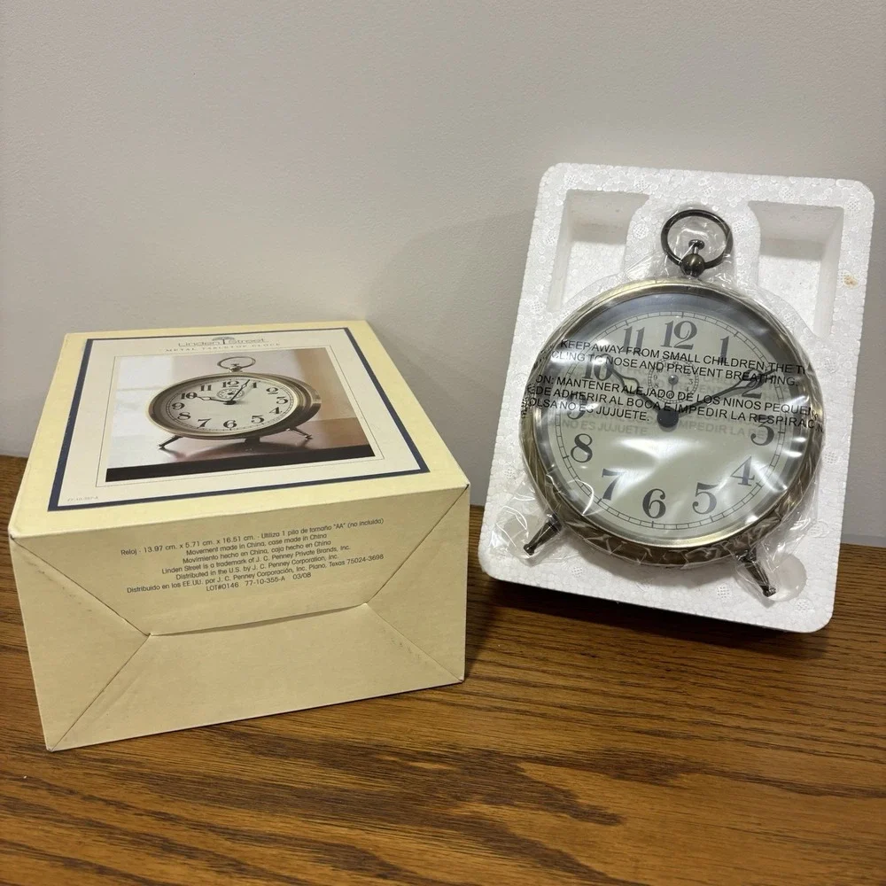 Linden Street Metal Tabletop‎ Clock Oil Rubbed Bronze Finish Circular NEW IN BOX